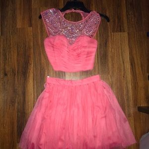 Two piece coral pink homecoming dress!!